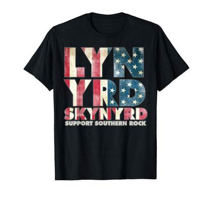 Lynyrd Skynyrd Flag Logo Us Stars T-Shirt - Minimalist Print Unisex - T-Shirt, Sweatshirt, Hoodie