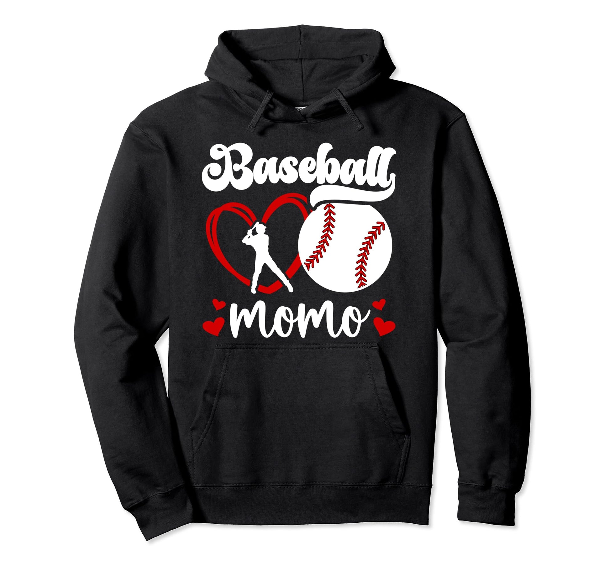 Baseball Momo Grandma Momo Baseball Hoodie - Novelty Apparel for Adults - T-Shirt, Sweatshirt, Hoodie