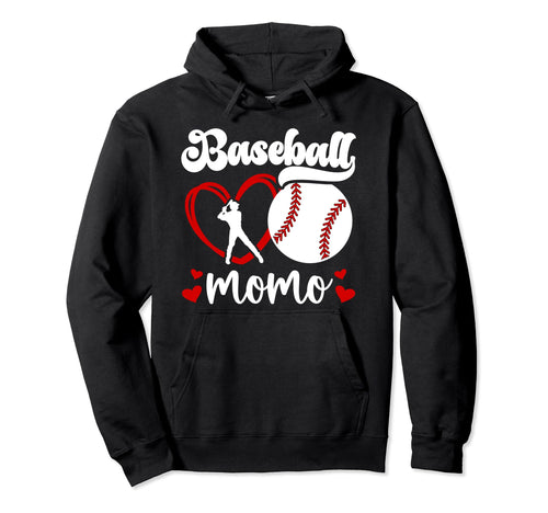 Baseball Momo Grandma Momo Baseball Hoodie - Novelty Apparel for Adults - T-Shirt, Sweatshirt, Hoodie