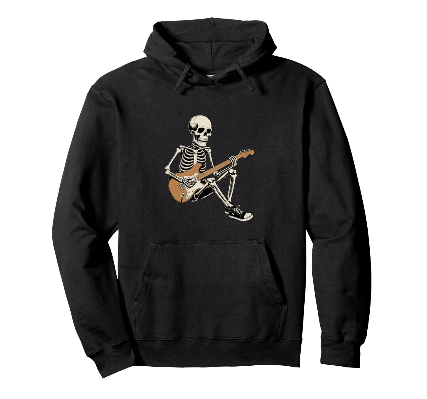 Rock Skeleton Playing Electric Hoodie - Casual Everyday Wear Men Women - T-Shirt, Sweatshirt, Hoodie