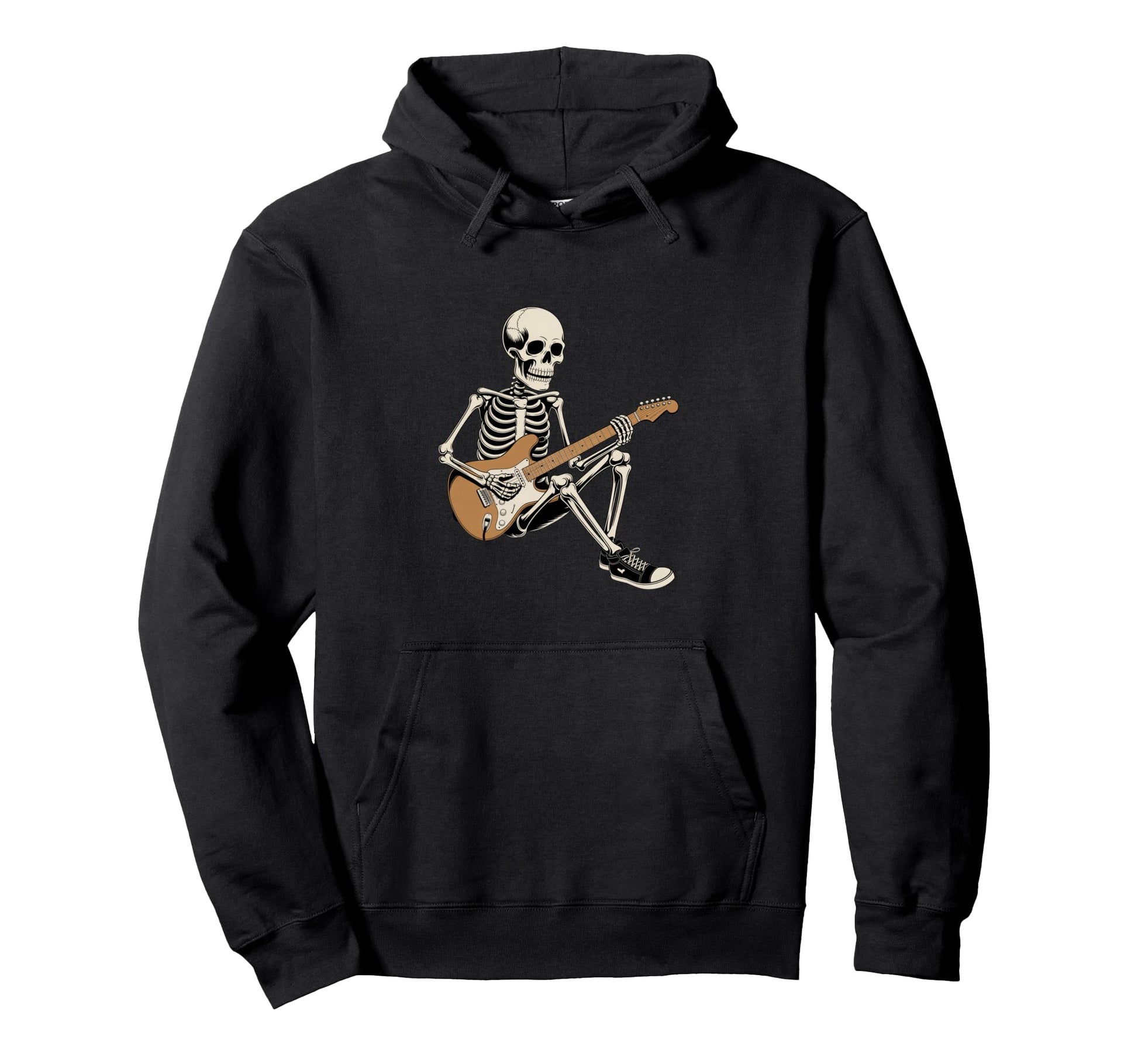 Rock Skeleton Playing Electric Hoodie - Casual Everyday Wear Men Women - T-Shirt, Sweatshirt, Hoodie