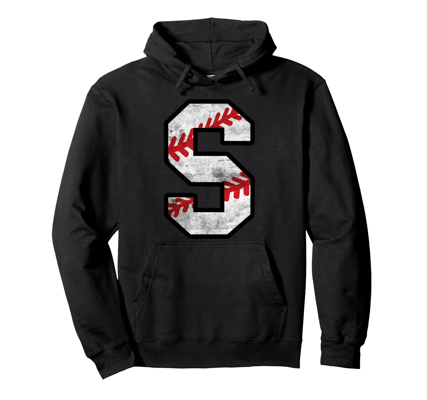 Distressed Baseball Letter S Hoodie - Novelty Apparel for Adults - T-Shirt, Sweatshirt, Hoodie