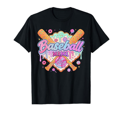 Baseball Mom Drip Ice Cream Baseball Mama T-Shirt - Graphic Print Unisex - T-Shirt, Sweatshirt, Hoodie