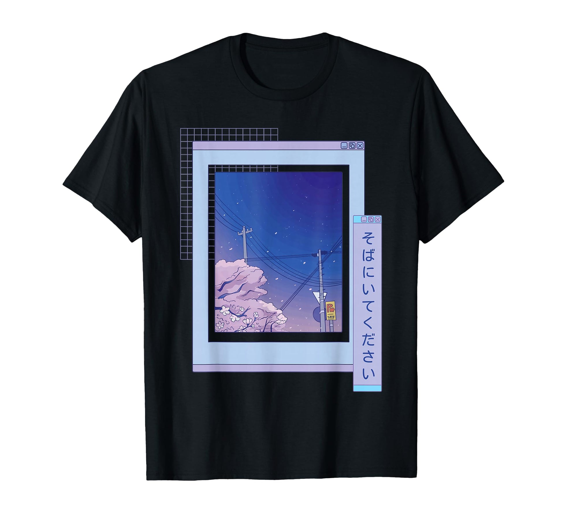Lofi Japanese Anime Vaporwave Sky Night T-Shirt - Custom Art Print Unisex - T-Shirt, Sweatshirt, Hoodie
