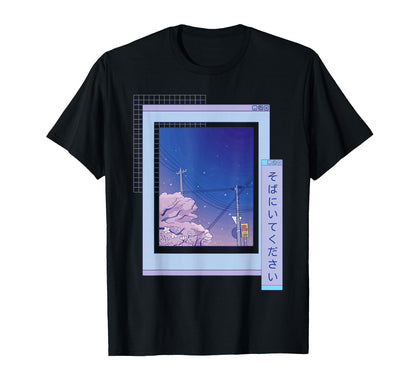 Lofi Japanese Anime Vaporwave Sky Night T-Shirt - Custom Art Print Unisex - T-Shirt, Sweatshirt, Hoodie