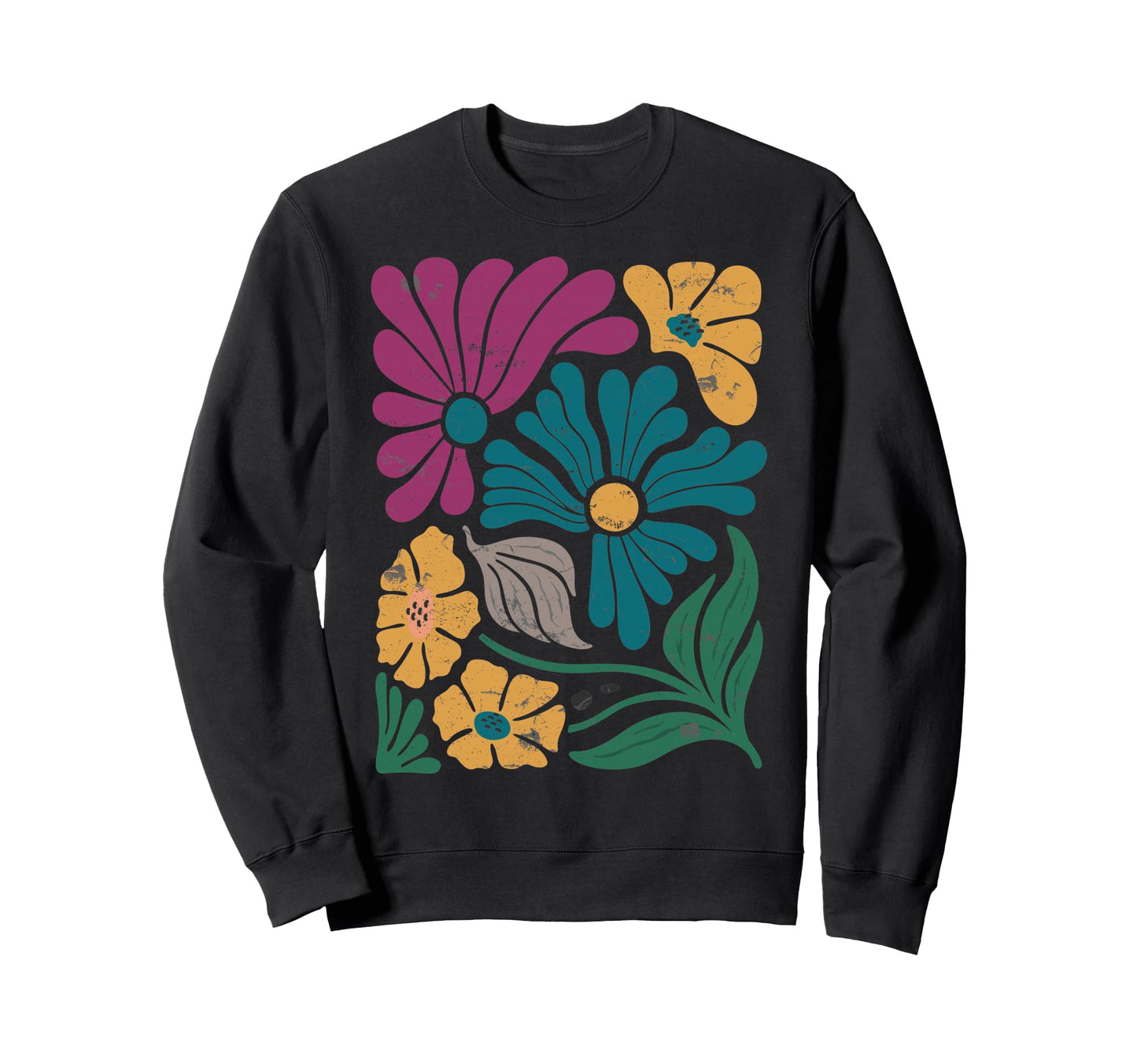Boho Floral Art Botanical Block Sweatshirt - Aesthetic Graphic Men Women - T-Shirt, Sweatshirt, Hoodie