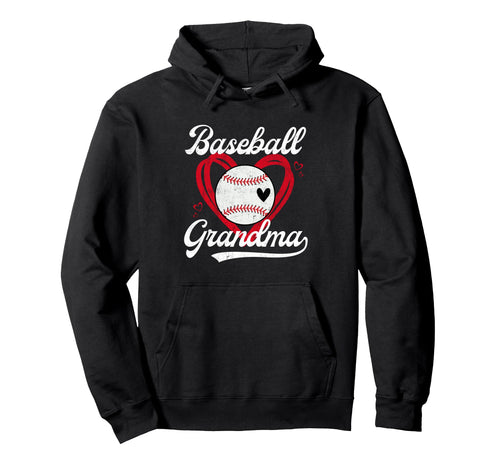 Baseball Grandma Baseball Player Heart Hoodie - Trendy Graphic Men Women - T-Shirt, Sweatshirt, Hoodie