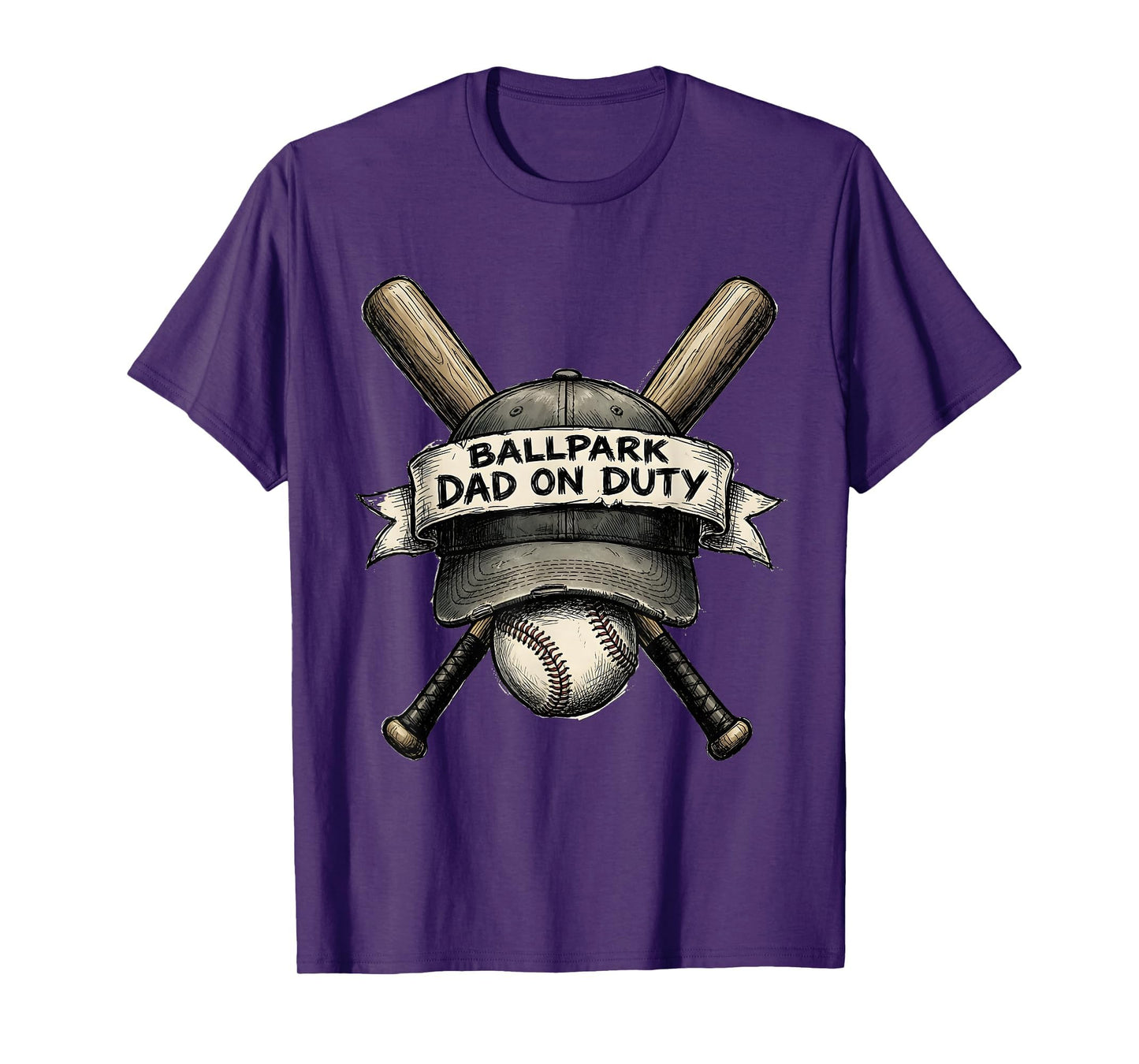 Ballpark Dad Duty Baseball Father T-Shirt - Aesthetic Graphic Unisex - T-Shirt, Sweatshirt, Hoodie