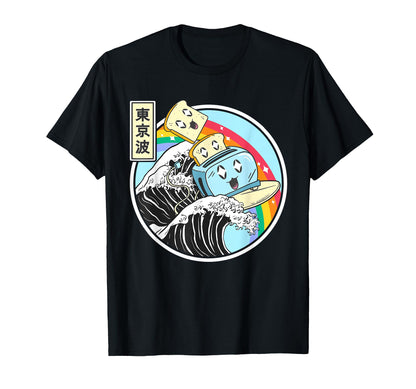 Toaster Surfing Great Wave Kawaii T-Shirt - Unique Graphic Men Women - T-Shirt, Sweatshirt, Hoodie