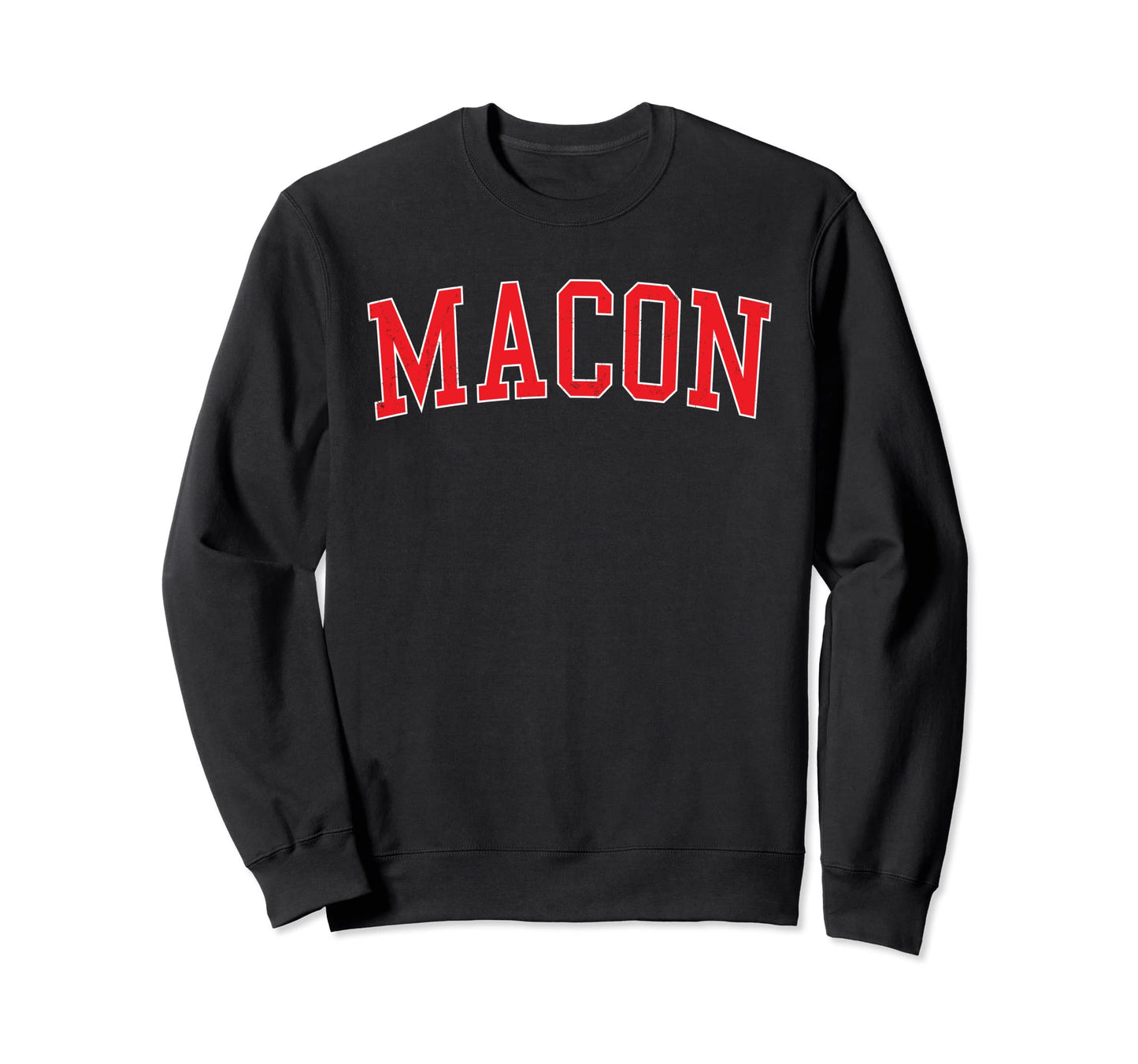 Macon Ga Varsity Red Text Sweatshirt - Unique Graphic for Adults - T-Shirt, Sweatshirt, Hoodie