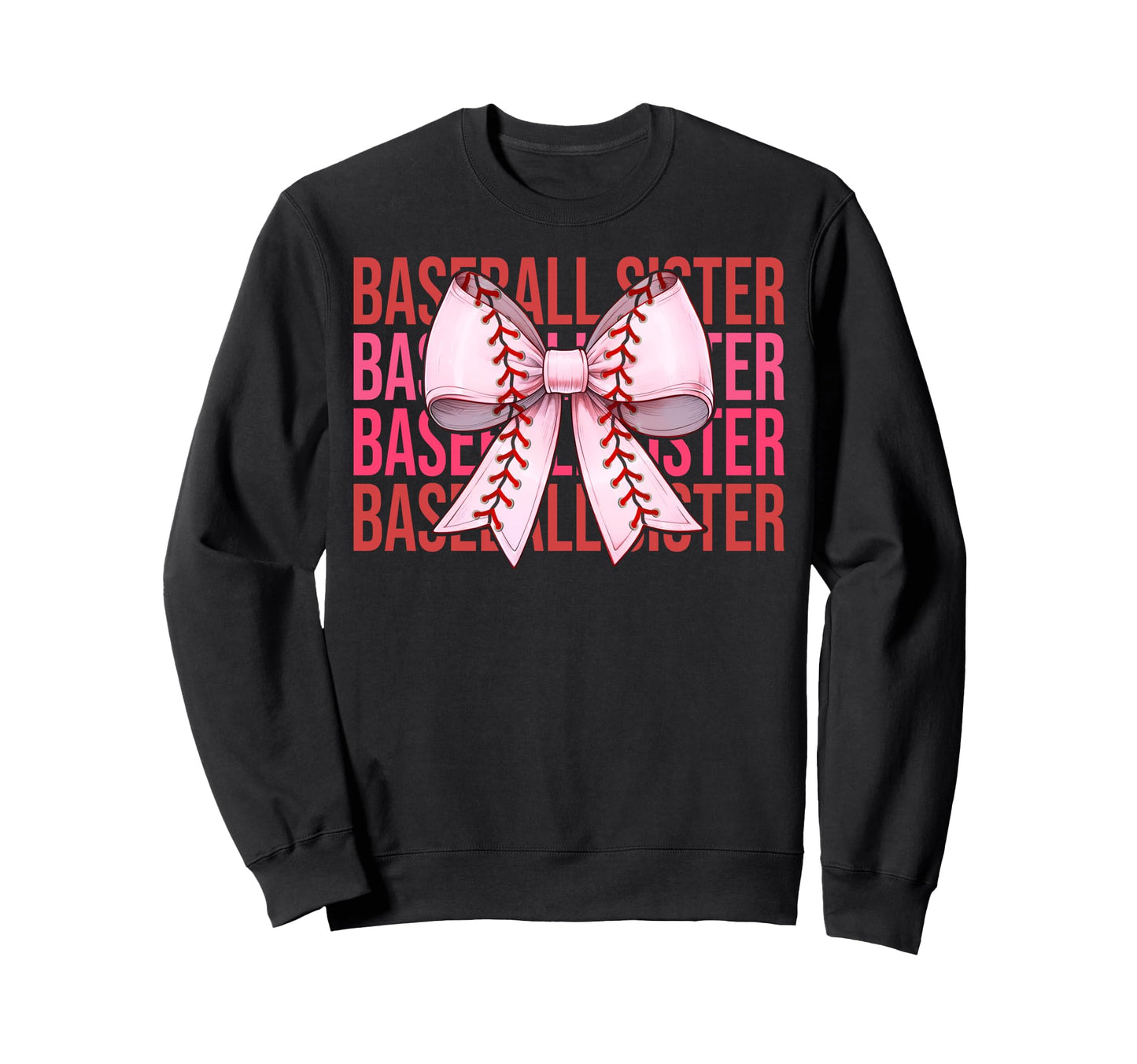 Baseball Sister Baseball Coquette Bow Sweatshirt - Custom Art Print Unisex - T-Shirt, Sweatshirt, Hoodie