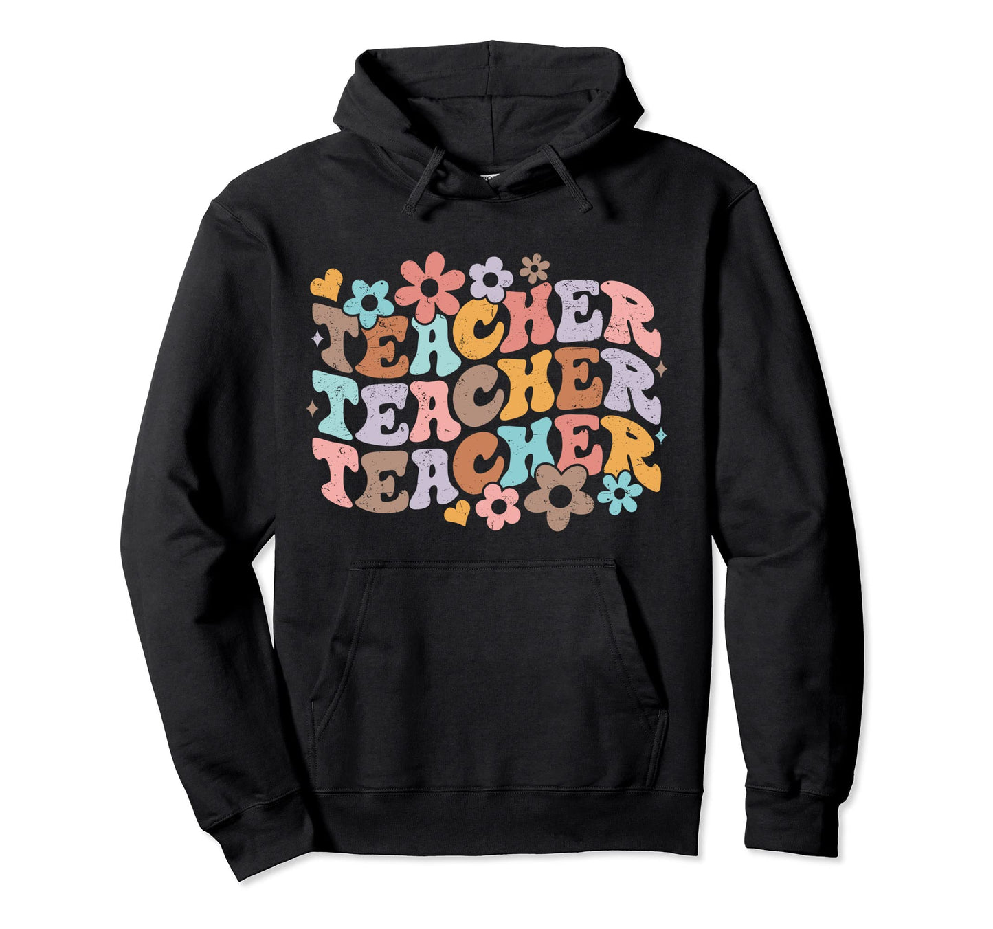 Floral Teacher Boho Groovy Teacher Life Hoodie - Trendy Graphic Unisex - T-Shirt, Sweatshirt, Hoodie