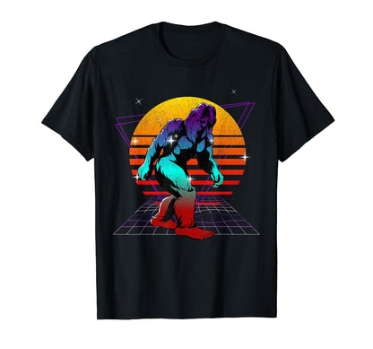 Synthwave Vaporwave Sunset Bigfoot T-Shirt - Minimalist Print Unisex - T-Shirt, Sweatshirt, Hoodie