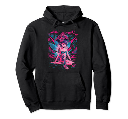 Retrowave 2 0 Fairy Vaporwave Outrun Elf Hoodie - Novelty Apparel Unisex - T-Shirt, Sweatshirt, Hoodie