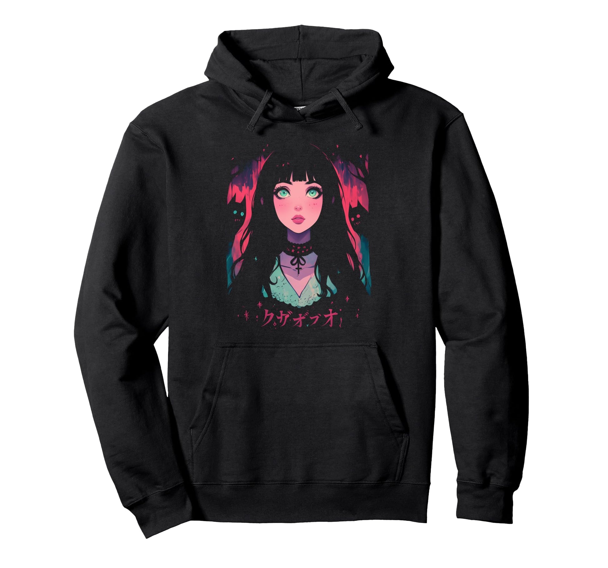 Goth Grunge Demon Anime Waifu Hoodie - Casual Everyday Wear Men Women - T-Shirt, Sweatshirt, Hoodie