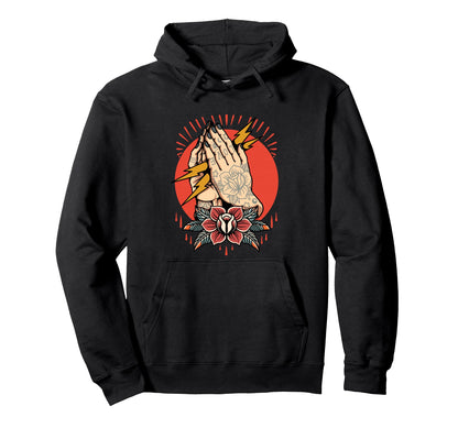Praying Hands Thunder Catcher Aesthetic Hoodie - Novelty Apparel Unisex - T-Shirt, Sweatshirt, Hoodie