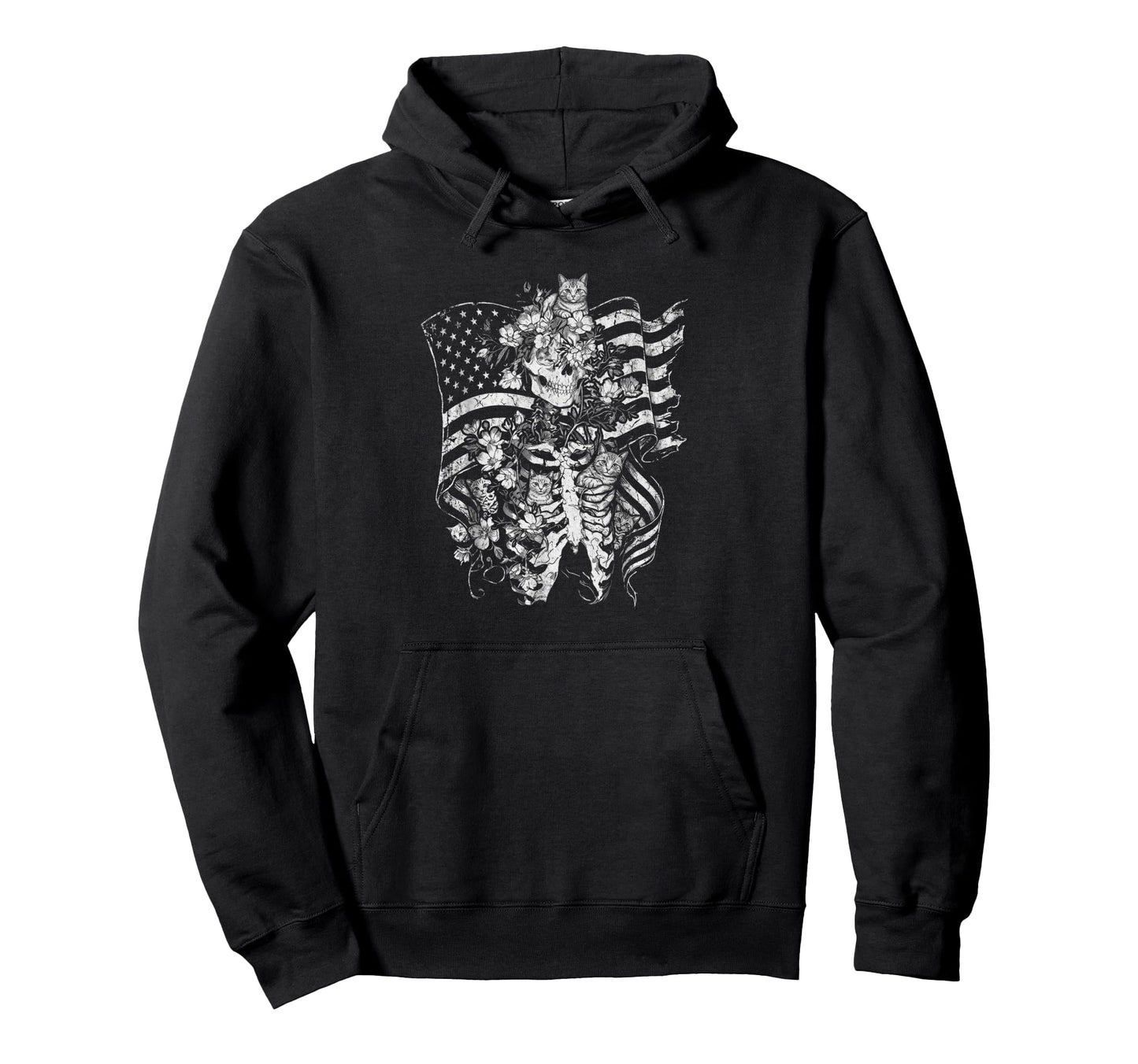 Skull Cat Skeleton Kitty Kitten Gothic Hoodie - Streetwear Style Unisex - T-Shirt, Sweatshirt, Hoodie