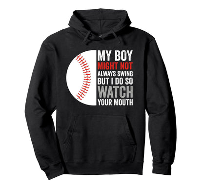 Funny Baseball Parent Swing Joke Hoodie - Minimalist Print Men Women - T-Shirt, Sweatshirt, Hoodie