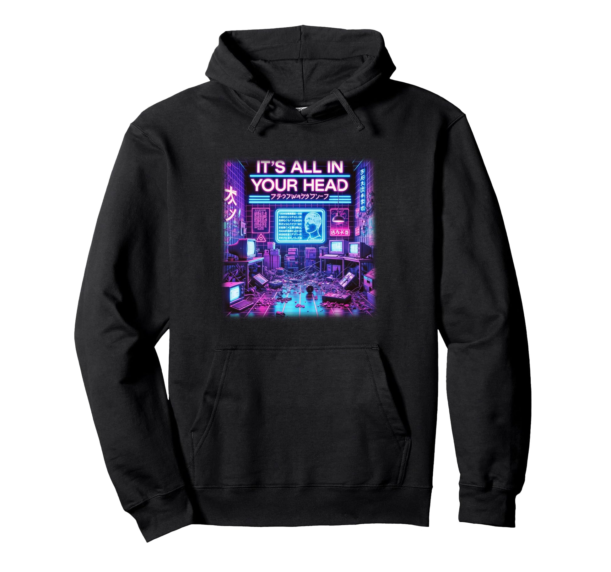 Its All Your Head Cyberpunk Japanese Hoodie - Streetwear Style for Adults - T-Shirt, Sweatshirt, Hoodie