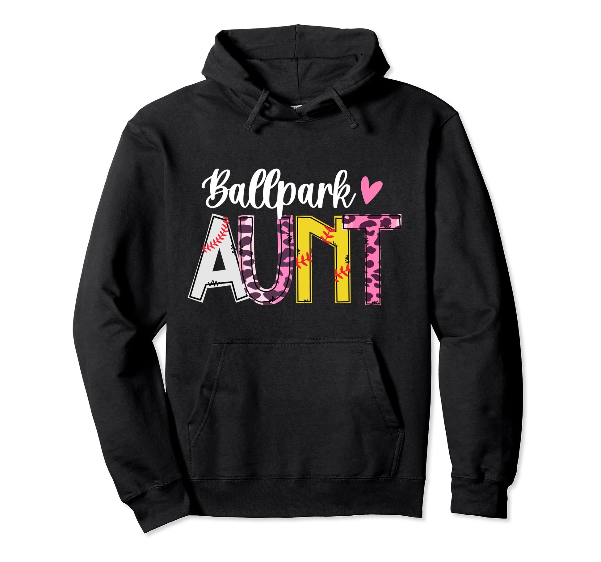 Ballpark Aunt Leopard Baseball Hoodie - Fun Novelty Design Men Women - T-Shirt, Sweatshirt, Hoodie