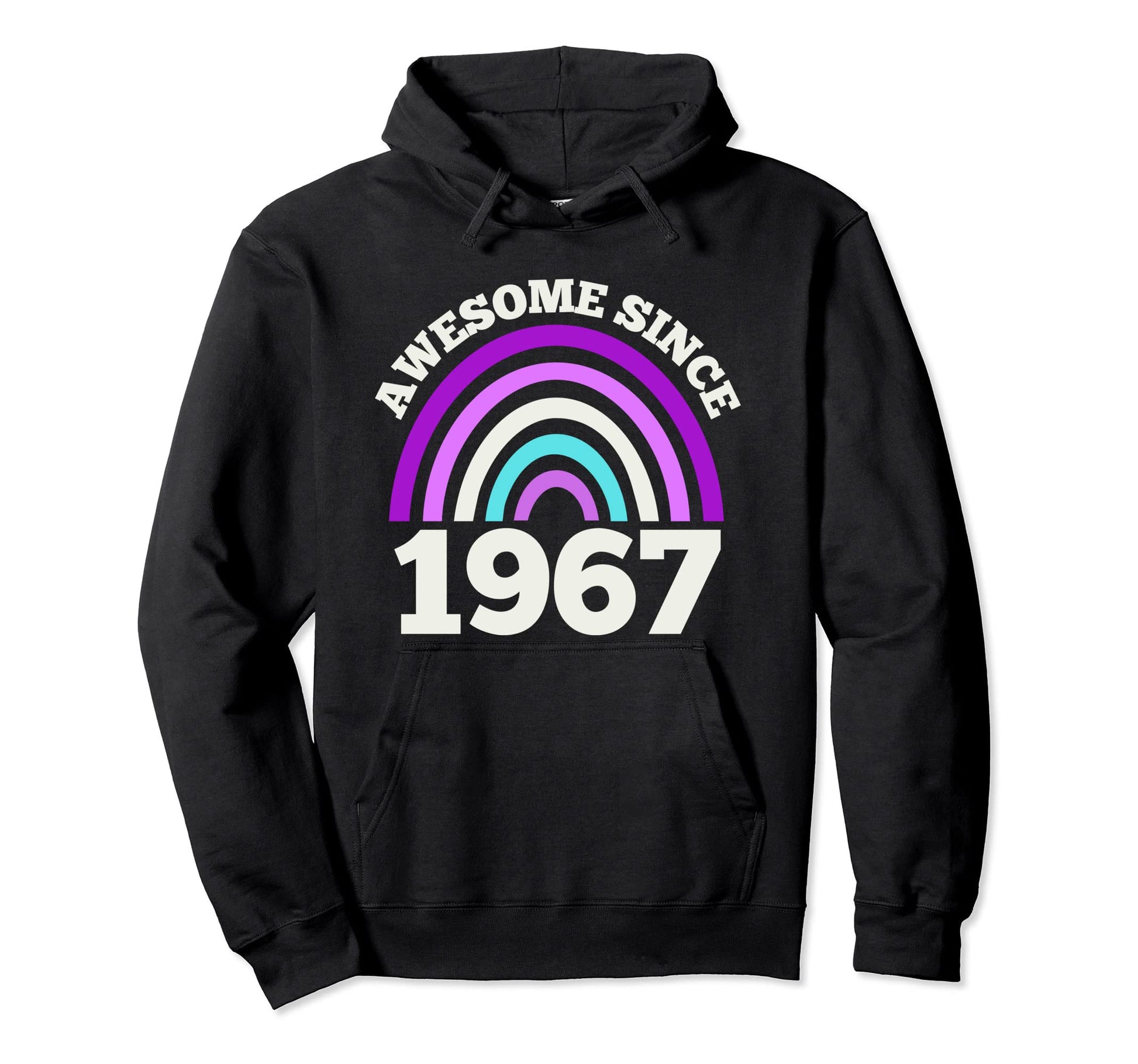 Awesome Since 1967 Purple Rainbow Hoodie - Casual Everyday Wear Unisex - T-Shirt, Sweatshirt, Hoodie