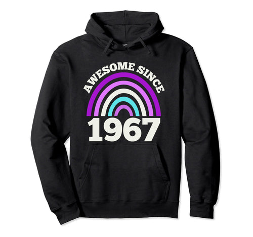 Awesome Since 1967 Purple Rainbow Hoodie - Casual Everyday Wear Unisex - T-Shirt, Sweatshirt, Hoodie