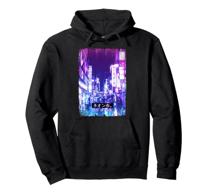 Vaporwave Japan Street Tokyo City Hoodie - Fun Novelty Design Men Women - T-Shirt, Sweatshirt, Hoodie