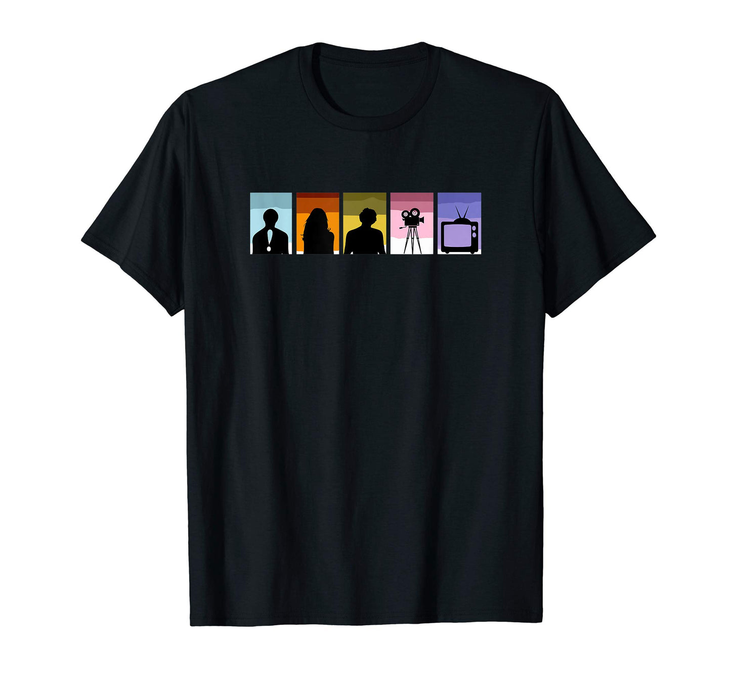 Person Camera Tv Rainbow Silhouette Meme T-Shirt - Unique Graphic Unisex - T-Shirt, Sweatshirt, Hoodie