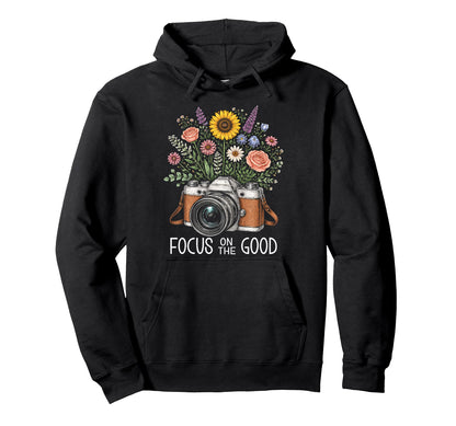 Photographer Focus Good Floral Camera Hoodie - Unique Graphic for Adults - T-Shirt, Sweatshirt, Hoodie