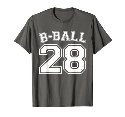B Ball Basketball Player Number 28 T-Shirt - Unique Graphic for Adults - T-Shirt, Sweatshirt, Hoodie