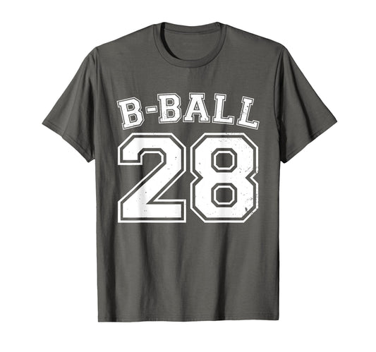 B Ball Basketball Player Number 28 T-Shirt - Unique Graphic for Adults - T-Shirt, Sweatshirt, Hoodie