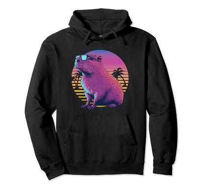 Funny Capybara Rodent Vaporwave Aesthetic Hoodie - Unique Graphic Unisex - T-Shirt, Sweatshirt, Hoodie