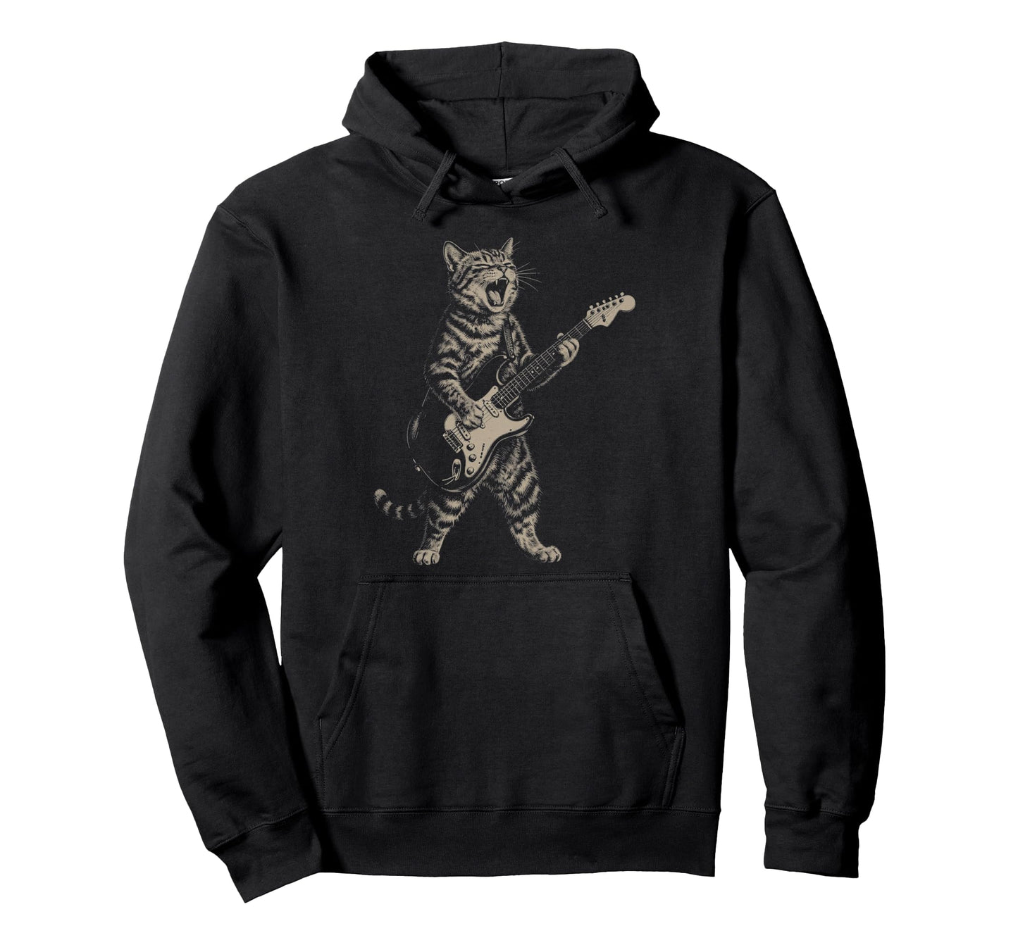 Cat Playing Guitar Boho 90S Music Lover Hoodie - Fun Novelty Design Unisex - T-Shirt, Sweatshirt, Hoodie