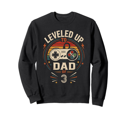 Funny Leveled Up To Dad 3 Gamers Sweatshirt - Minimalist Print Men Women - T-Shirt, Sweatshirt, Hoodie