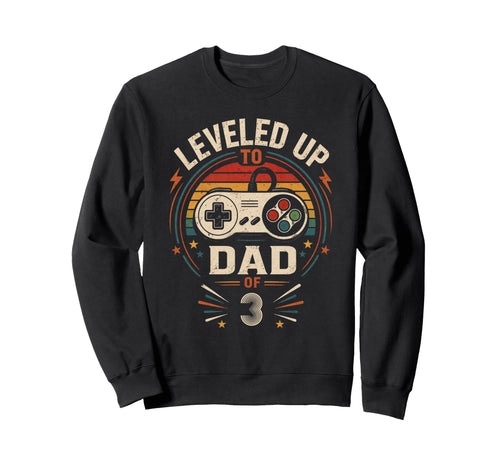 Funny Leveled Up To Dad 3 Gamers Sweatshirt - Minimalist Print Men Women - T-Shirt, Sweatshirt, Hoodie