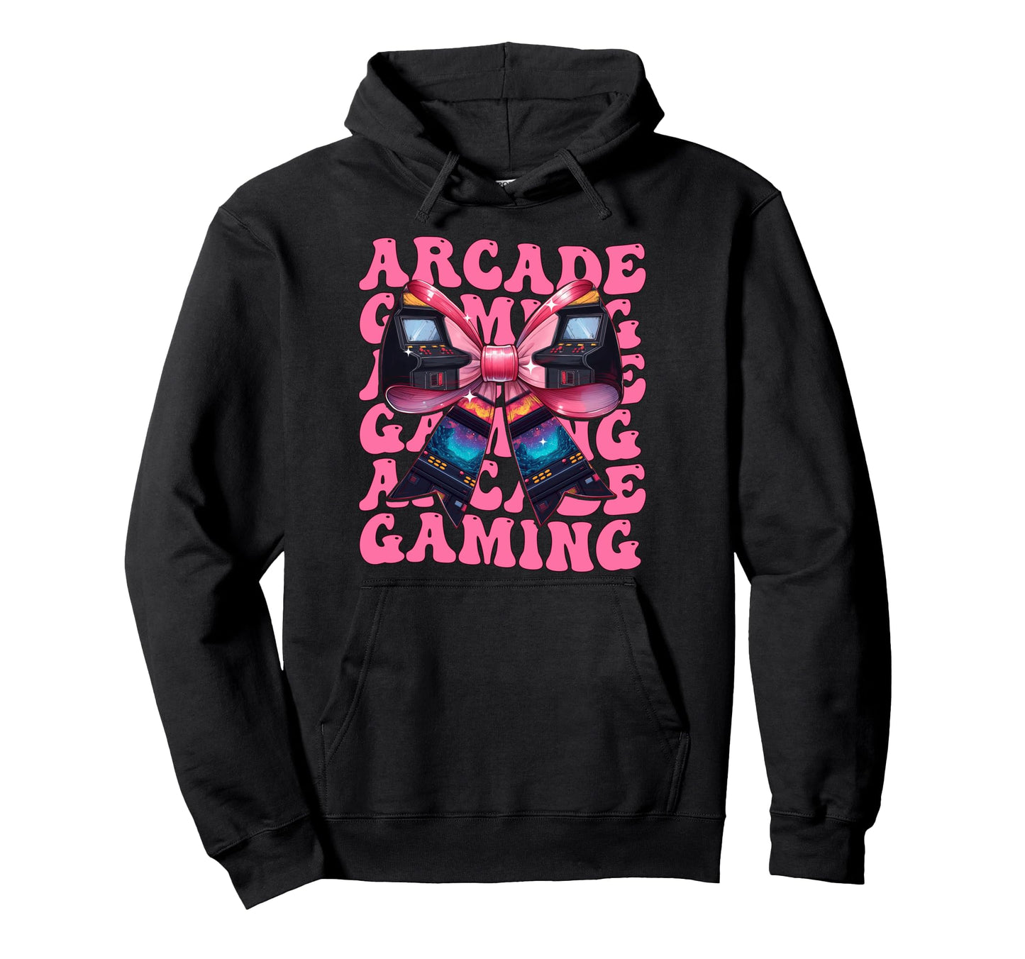 Coquette Bow Arcade Gaming Video Game Hoodie - Custom Art Print for Adults - T-Shirt, Sweatshirt, Hoodie