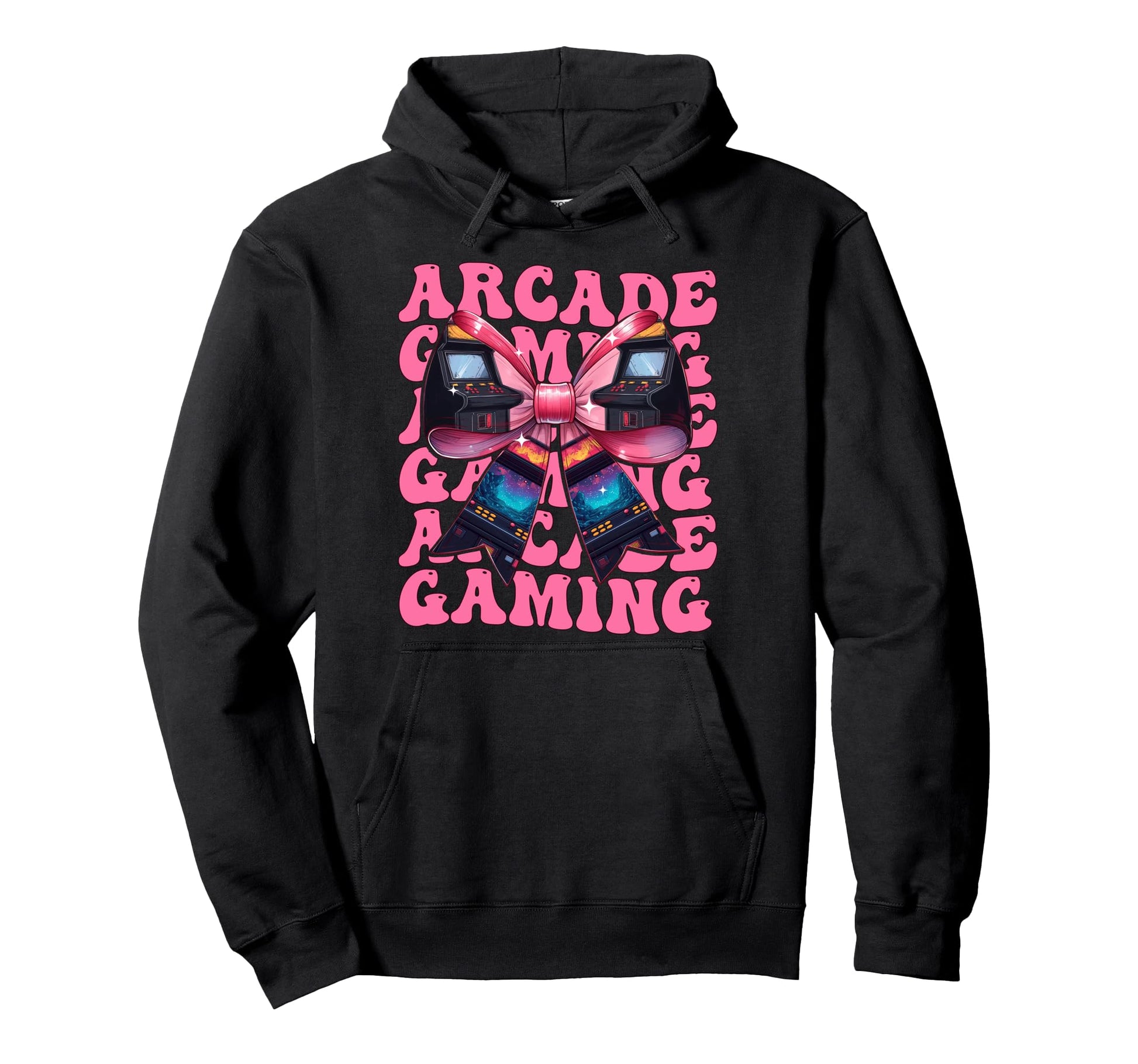 Coquette Bow Arcade Gaming Video Game Hoodie - Custom Art Print for Adults - T-Shirt, Sweatshirt, Hoodie
