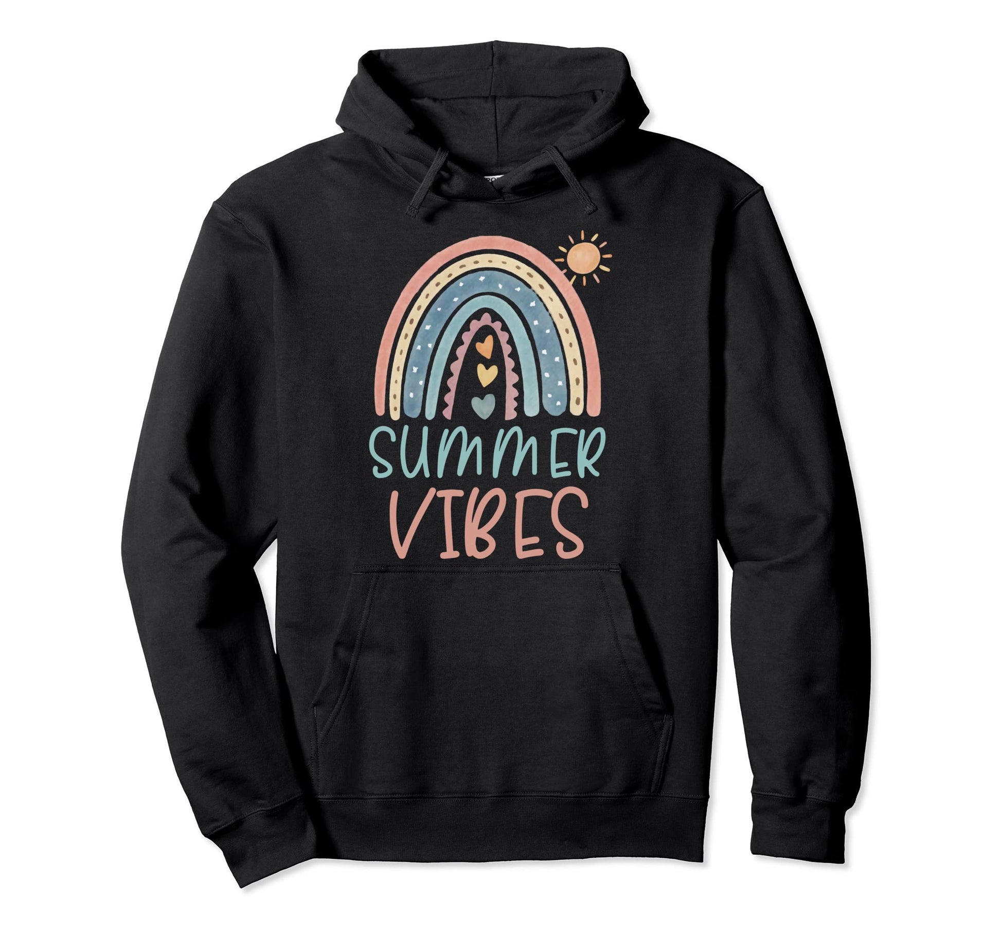Summer Vibes Boho Rainbow Sun Beach Hoodie - Streetwear Style Men Women - T-Shirt, Sweatshirt, Hoodie