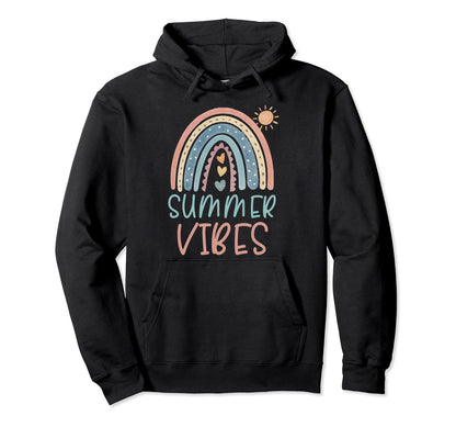 Summer Vibes Boho Rainbow Sun Beach Hoodie - Streetwear Style Men Women - T-Shirt, Sweatshirt, Hoodie