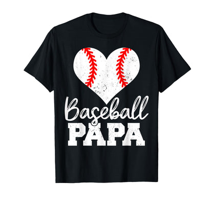 Baseball Papa Heart Funny Baseball T-Shirt - Fun Novelty Design for Adults - T-Shirt, Sweatshirt, Hoodie
