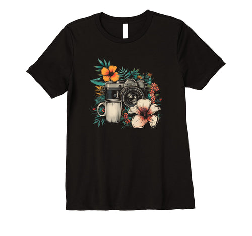 Womens Photographer Coffee Camera T-Shirt - Minimalist Print Unisex - T-Shirt, Sweatshirt, Hoodie