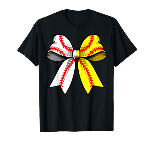 Baseball Softball Coquette Bow Funny T-Shirt - Novelty Apparel Unisex - T-Shirt, Sweatshirt, Hoodie