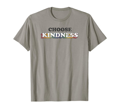 Trendy Choose Kindness Rainbow Text T-Shirt - Fun Novelty Design Men Women - T-Shirt, Sweatshirt, Hoodie
