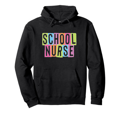 School Nurse Colorful Checkered Letters Hoodie - Custom Art Print Unisex - T-Shirt, Sweatshirt, Hoodie