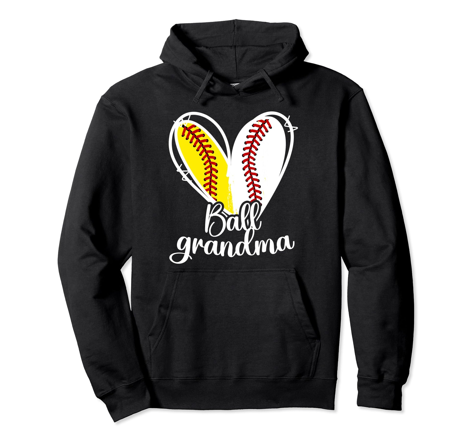 Ball Grandma Heart Baseball Softball Hoodie - Novelty Apparel Unisex - T-Shirt, Sweatshirt, Hoodie