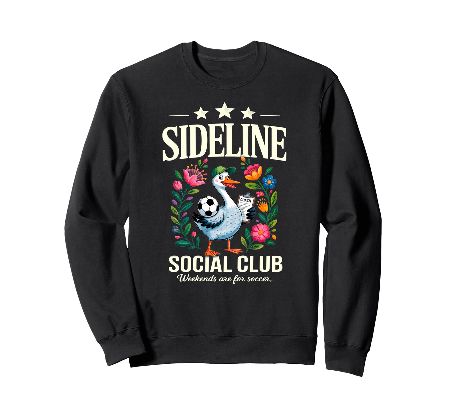 Sideline Social Club Floral Soccer Sweatshirt - Unique Graphic for Adults - T-Shirt, Sweatshirt, Hoodie