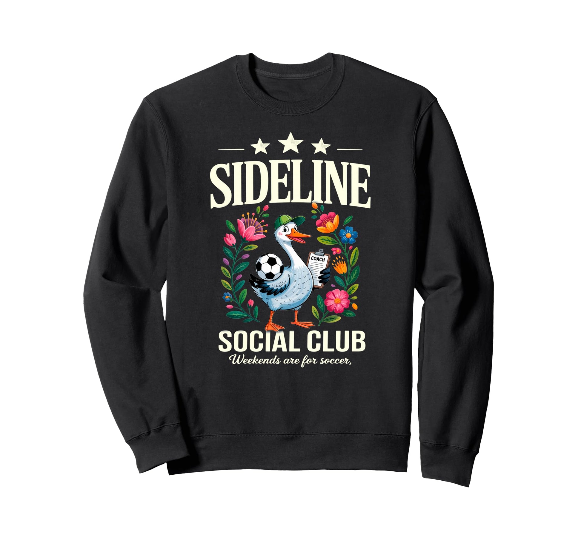 Sideline Social Club Floral Soccer Sweatshirt - Unique Graphic for Adults - T-Shirt, Sweatshirt, Hoodie