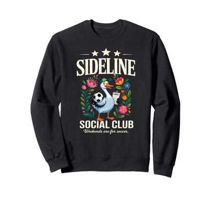 Sideline Social Club Floral Soccer Sweatshirt - Unique Graphic for Adults - T-Shirt, Sweatshirt, Hoodie
