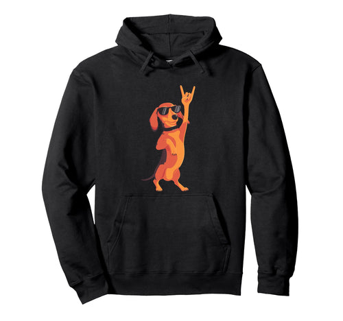 Dachshund Wiener Sausage Dog Rock Hand Hoodie - Minimalist Print Unisex - T-Shirt, Sweatshirt, Hoodie