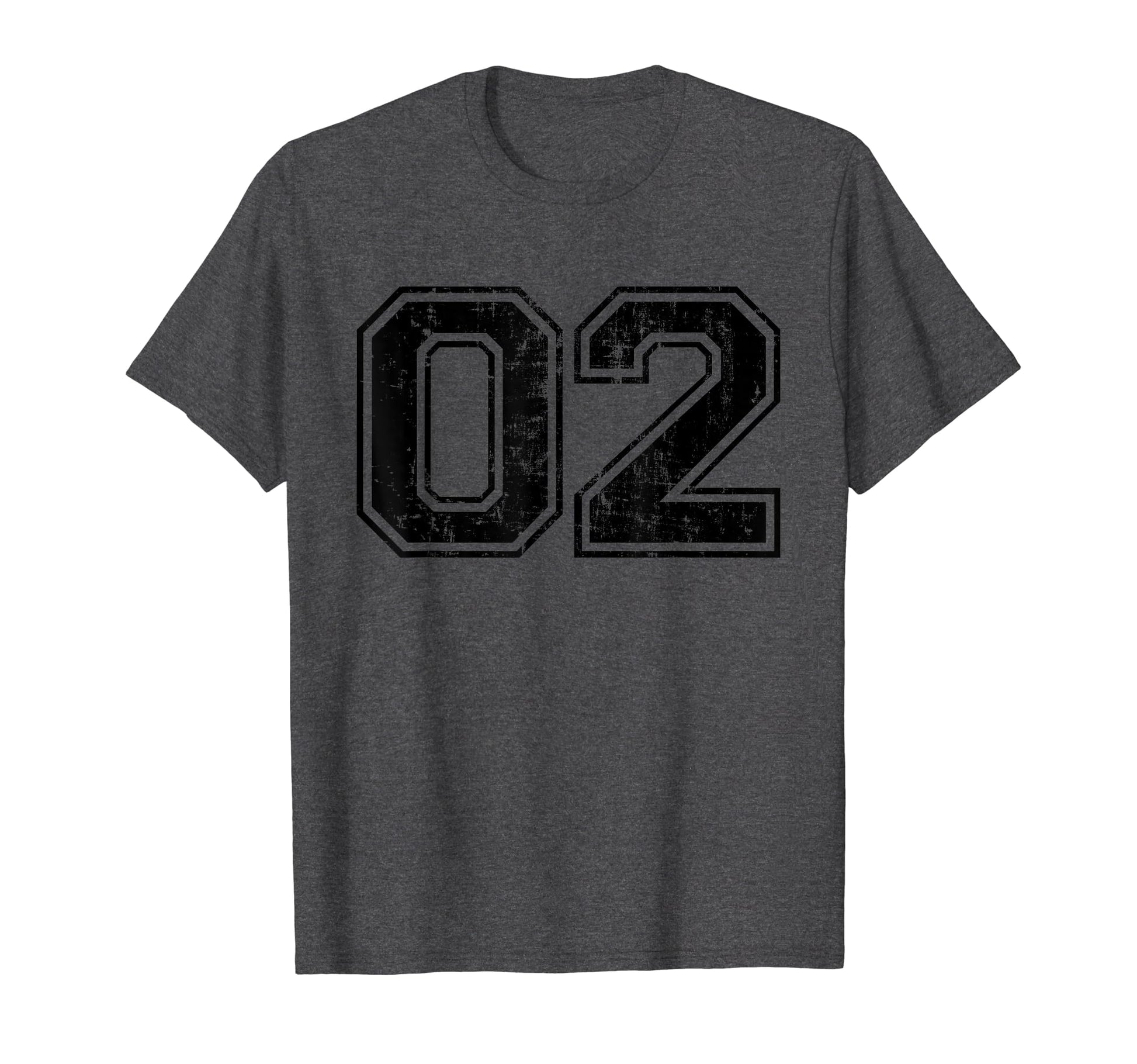 Number 02 Two Varsity Distressed Sport T-Shirt - Minimalist Print Unisex - T-Shirt, Sweatshirt, Hoodie